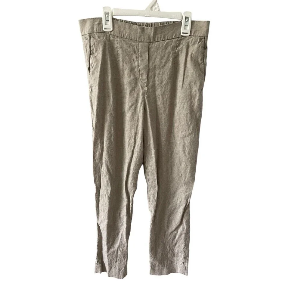 Aritzia Babaton Conan Pant Cropped‎ Linen Blend Dress Pants Beige Slim Trouser 6